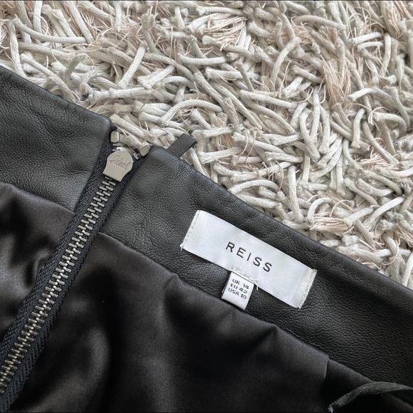 REISS Skirt Leather And Polyester Black Sz 10 US - Picture 4 of 6